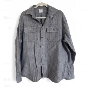 Brooks Brothers Button Flannel Shirt Men's Large Gray Herringbone